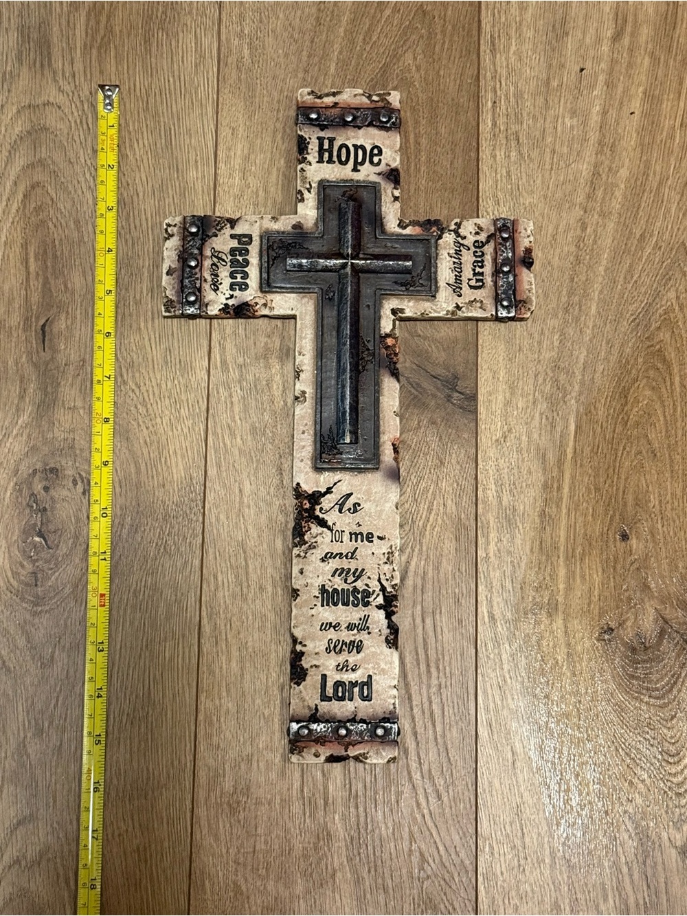 Hobby Lobby Beige & Brown Inspirational Wall Cross